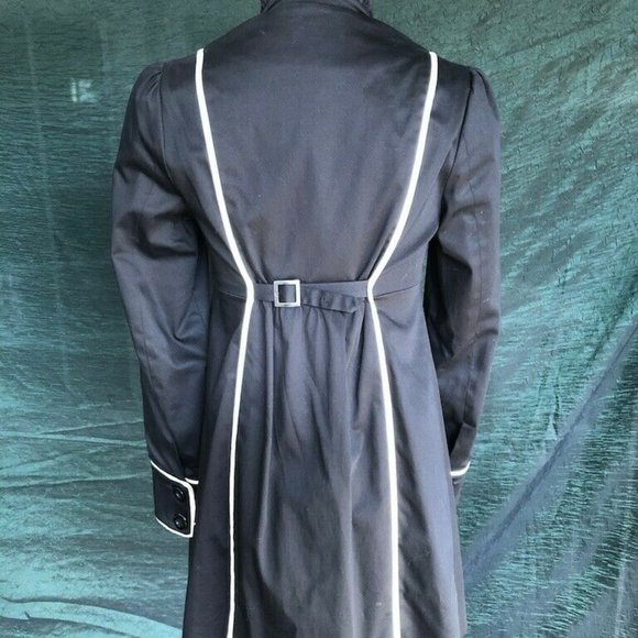 Betsey Johnson Dress Jacket Black Ruffles White Trim Double Breasted Size 4 - Picture 2 of 12